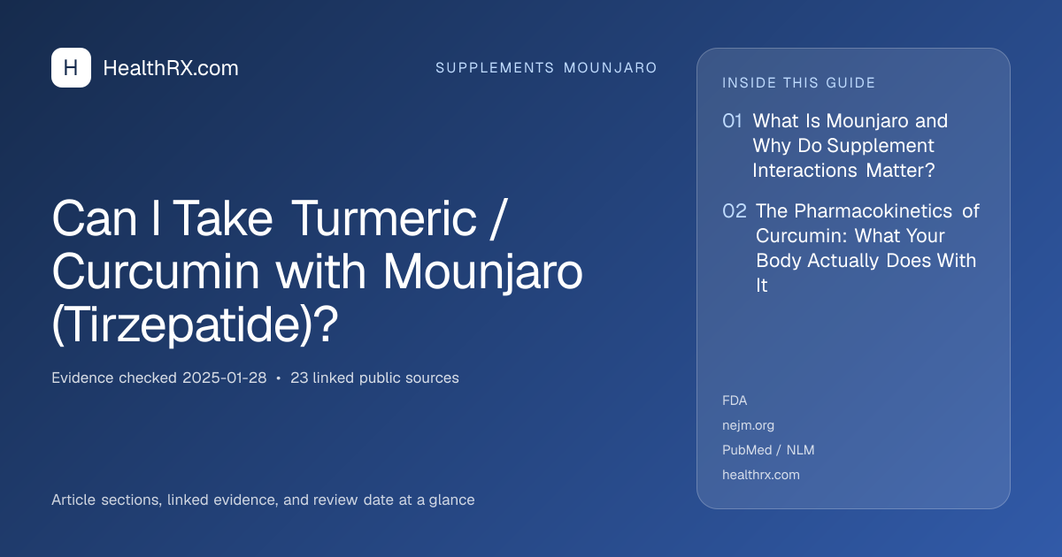 Evidence overview for Can I Take Turmeric / Curcumin with Mounjaro (Tirzepatide)?