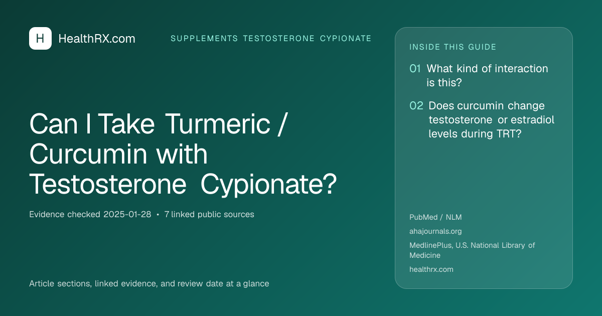 Evidence overview for Can I Take Turmeric / Curcumin with Testosterone Cypionate?