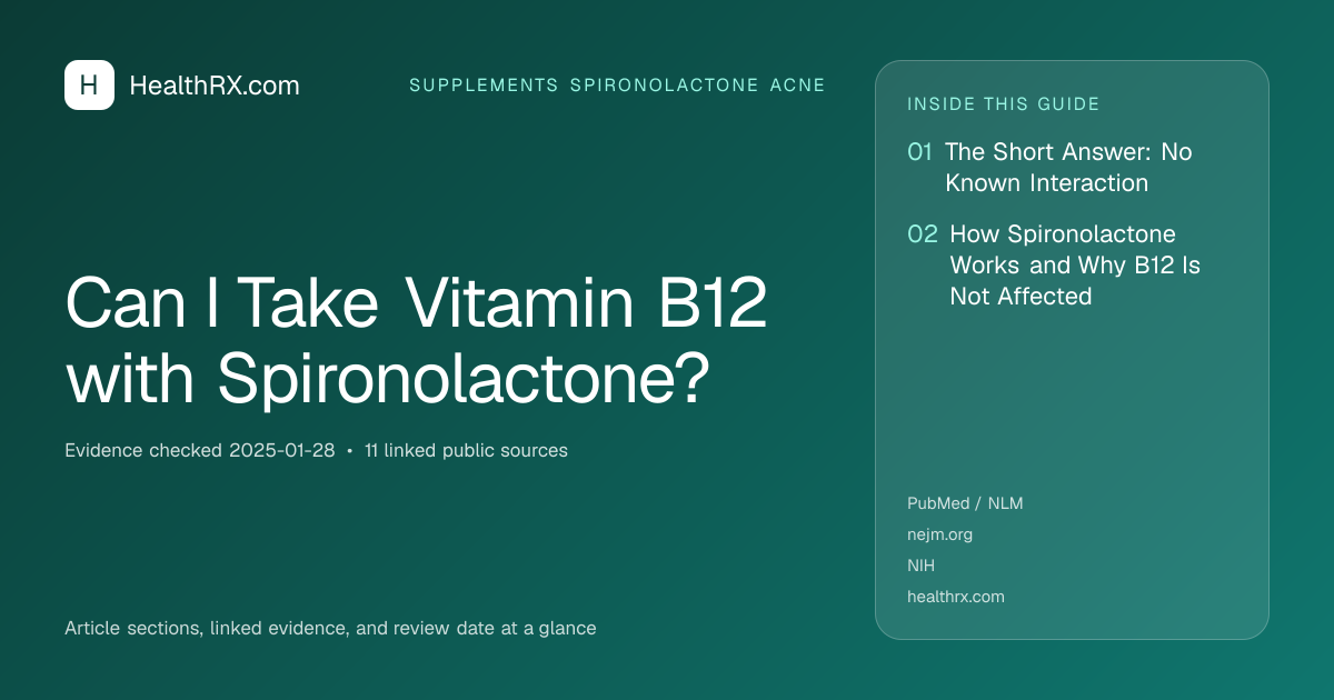 Evidence overview for supplements spironolactone acne: Can I Take Vitamin B12 with Spironolactone?