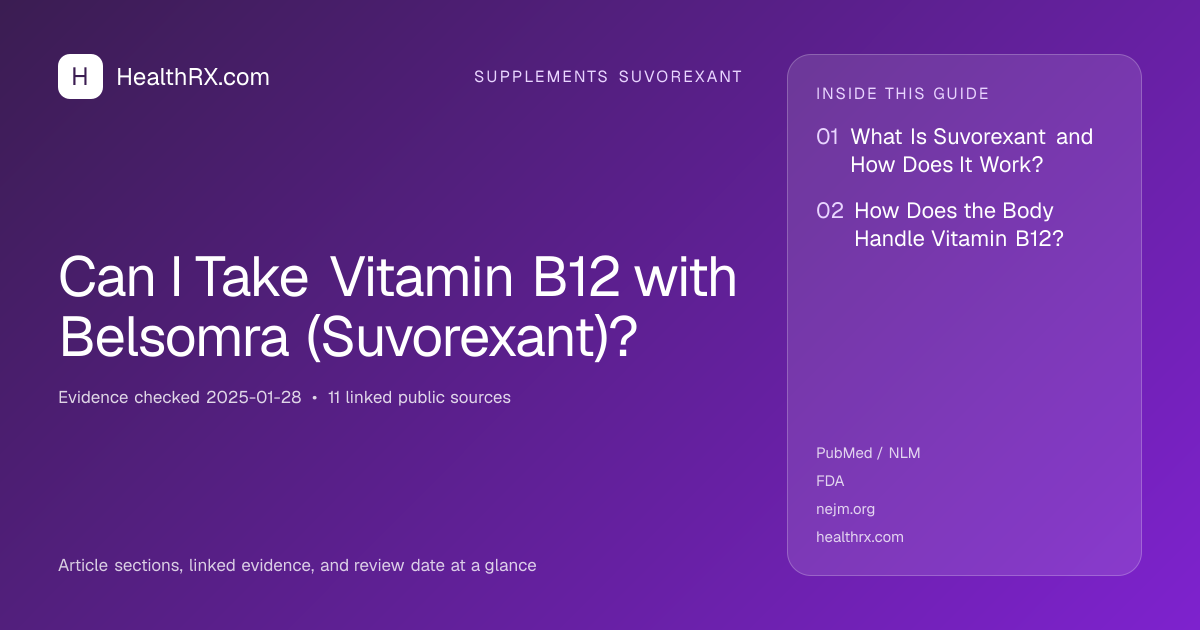 Evidence overview for supplements suvorexant: Can I Take Vitamin B12 with Belsomra (Suvorexant)?