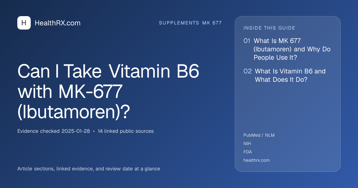 Evidence overview for supplements mk 677: Can I Take Vitamin B6 with MK-677 (Ibutamoren)?