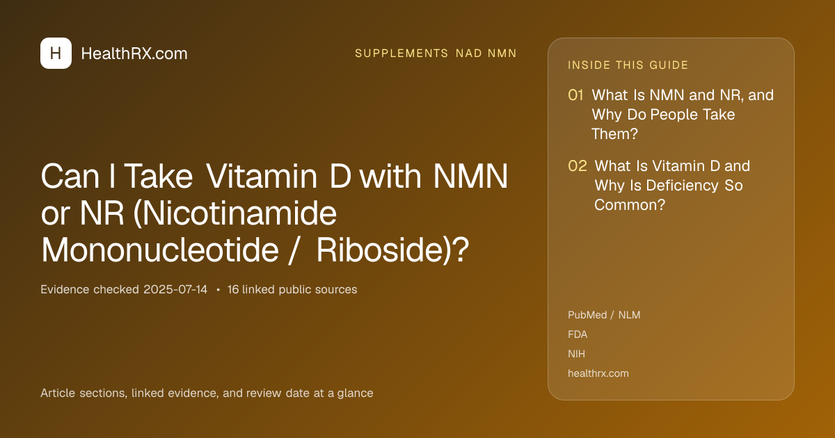 Evidence overview for supplements nad nmn: Can I Take Vitamin D with NMN or NR (Nicotinamide Mononucleotide / Riboside)?