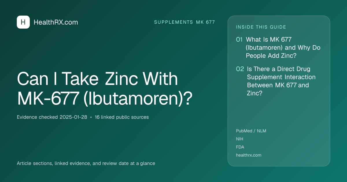 Evidence overview for supplements mk 677: Can I Take Zinc With MK-677 (Ibutamoren)?
