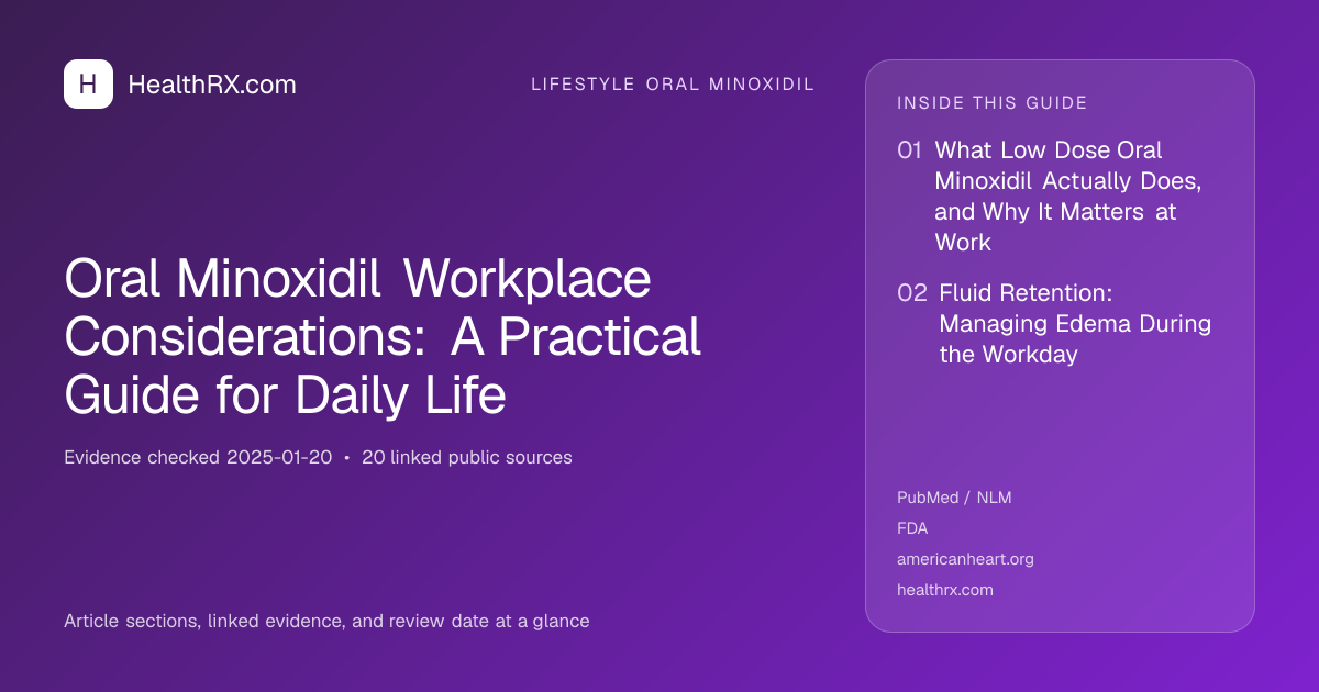 Evidence overview for lifestyle oral minoxidil: Oral Minoxidil Workplace Considerations: A Practical Guide for Daily Life