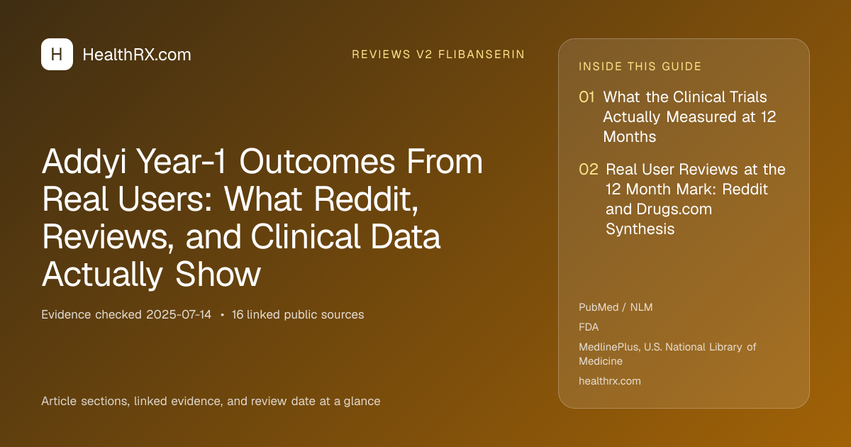 Evidence overview for reviews v2 flibanserin: Addyi Year-1 Outcomes From Real Users: What Reddit, Reviews, and Clinical Data Actually Show