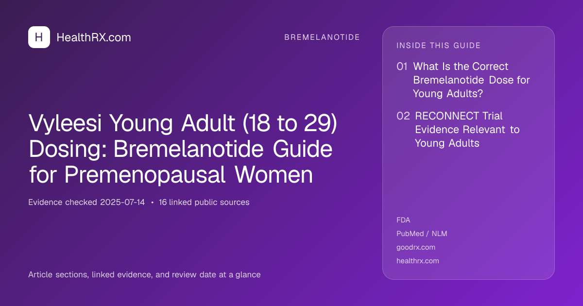 Evidence overview for bremelanotide: Vyleesi Young Adult (18 to 29) Dosing: Bremelanotide Guide for Premenopausal Women