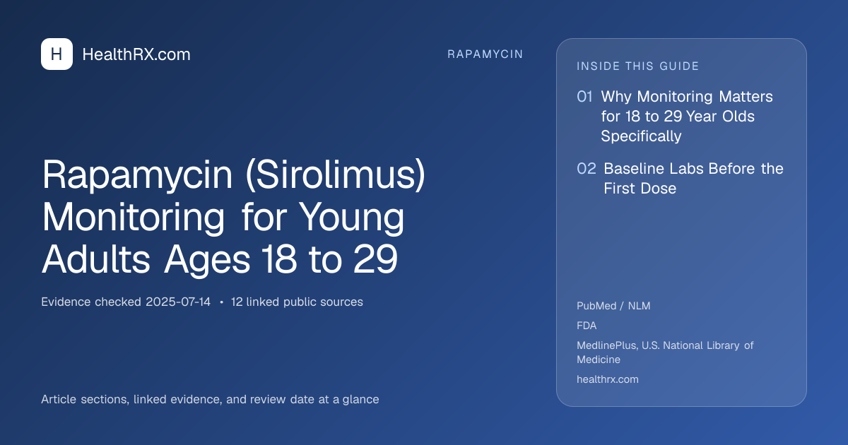 Evidence overview for Rapamycin (Sirolimus) Monitoring for Young Adults Ages 18 to 29