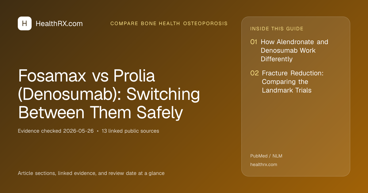 Evidence overview for compare bone health osteoporosis: Fosamax vs Prolia (Denosumab): Switching Between Them Safely