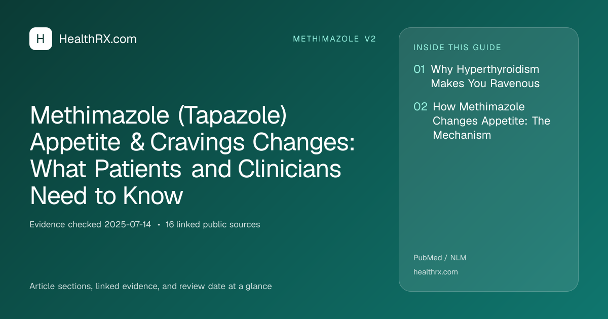 Evidence overview for methimazole v2: Methimazole (Tapazole) Appetite & Cravings Changes: What Patients and Clinicians Need to Know