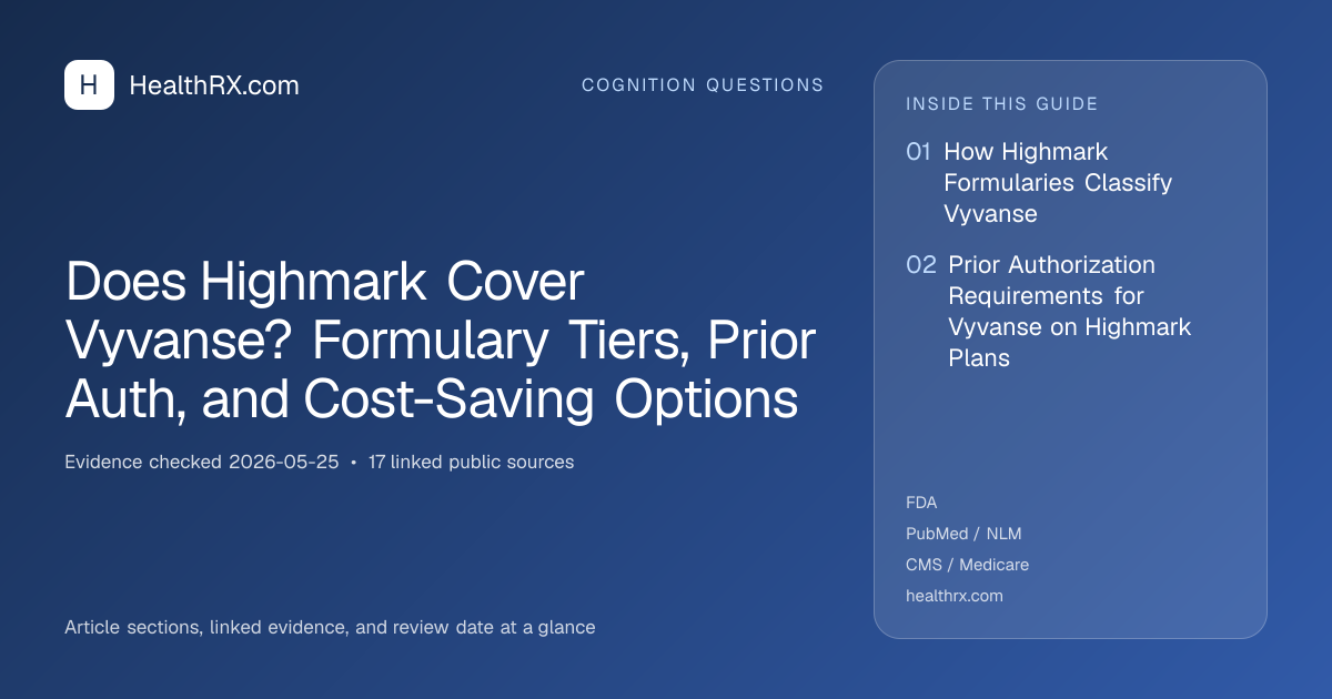 Evidence overview for Does Highmark Cover Vyvanse? Formulary Tiers, Prior Auth, and Cost-Saving Options