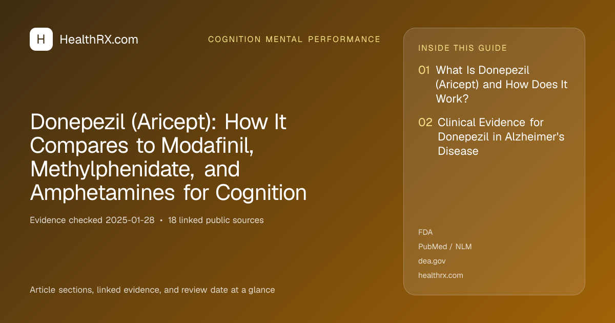 Evidence overview for cognition mental performance: Donepezil (Aricept): How It Compares to Modafinil, Methylphenidate, and Amphetamines for Cognition