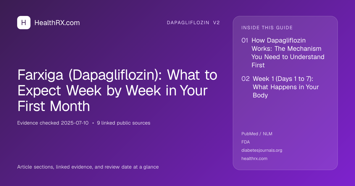 Evidence overview for dapagliflozin v2: Farxiga (Dapagliflozin): What to Expect Week by Week in Your First Month
