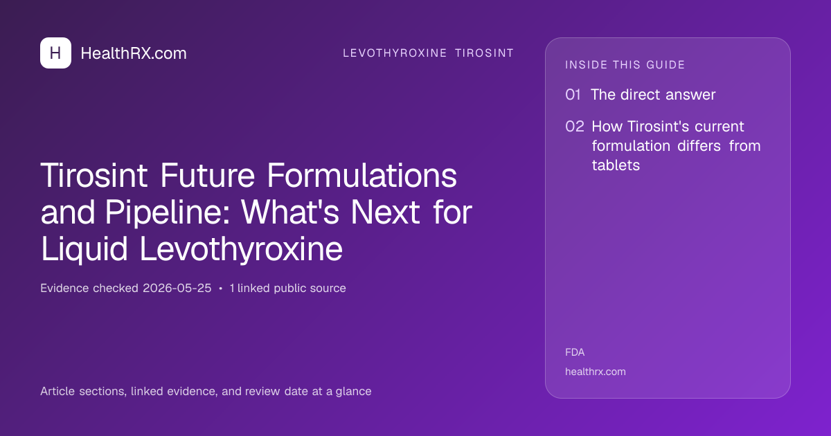 Evidence overview for Tirosint Future Formulations and Pipeline: What's Next for Liquid Levothyroxine