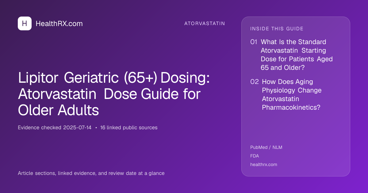 Evidence overview for atorvastatin: Lipitor Geriatric (65+) Dosing: Atorvastatin Dose Guide for Older Adults