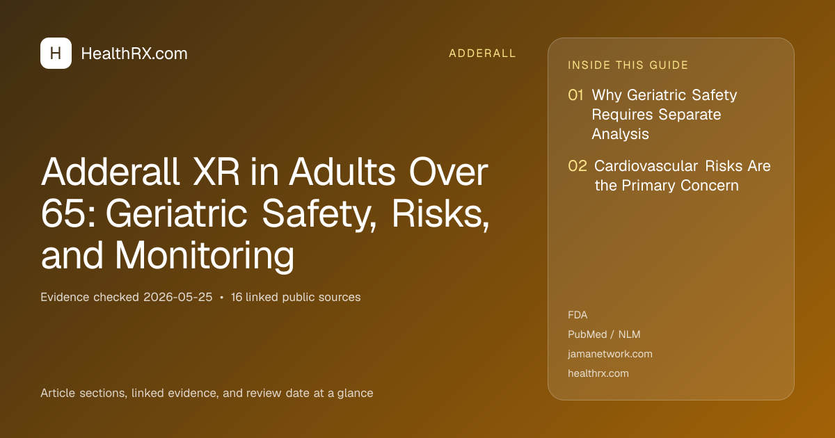 Evidence overview for Adderall XR in Adults Over 65: Geriatric Safety, Risks, and Monitoring
