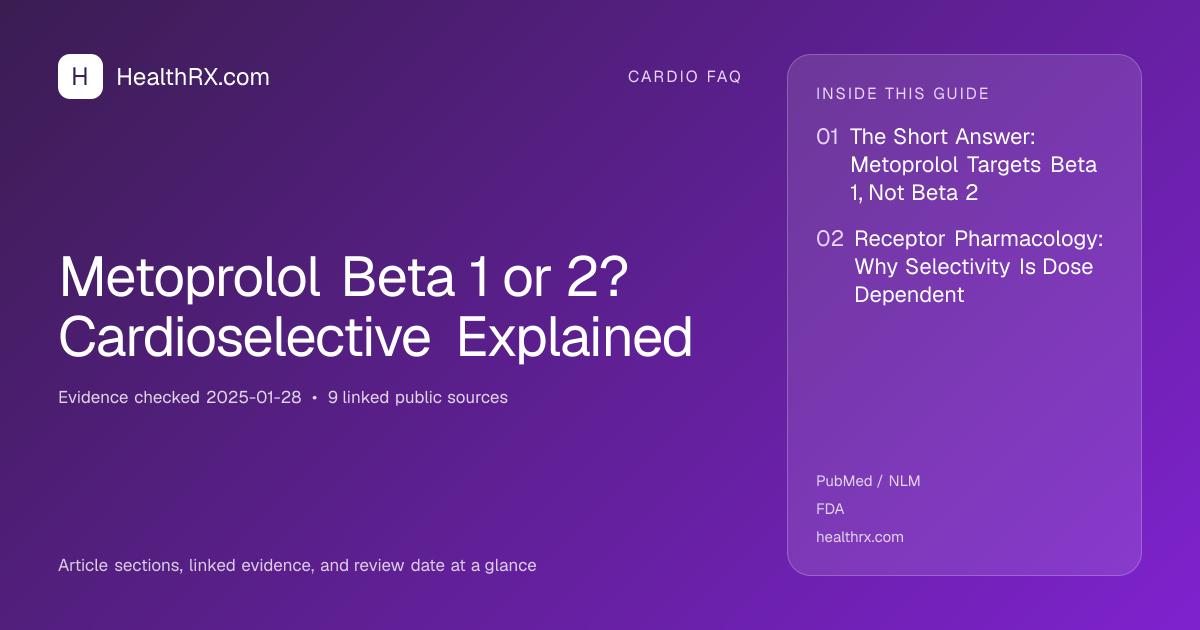 Evidence overview for cardio faq: Metoprolol Beta 1 or 2? Cardioselective Explained