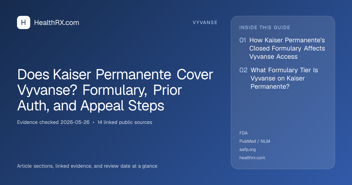 Evidence overview for Does Kaiser Permanente Cover Vyvanse? Formulary, Prior Auth, and Appeal Steps