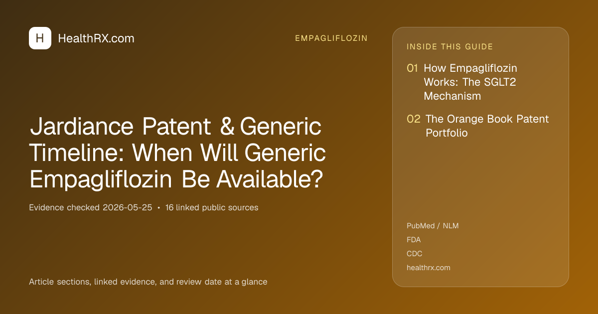 Evidence overview for Jardiance Patent & Generic Timeline: When Will Generic Empagliflozin Be Available?