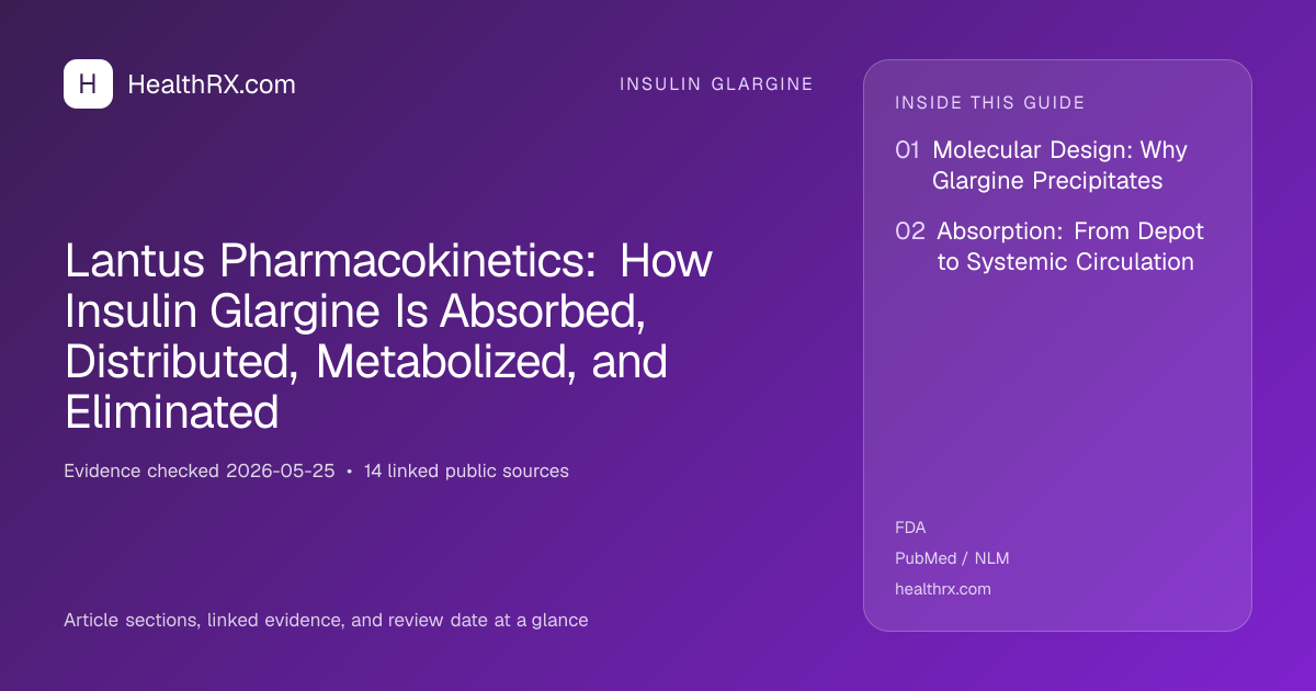 Evidence overview for insulin glargine: Lantus Pharmacokinetics: How Insulin Glargine Is Absorbed, Distributed, Metabolized, and Eliminated