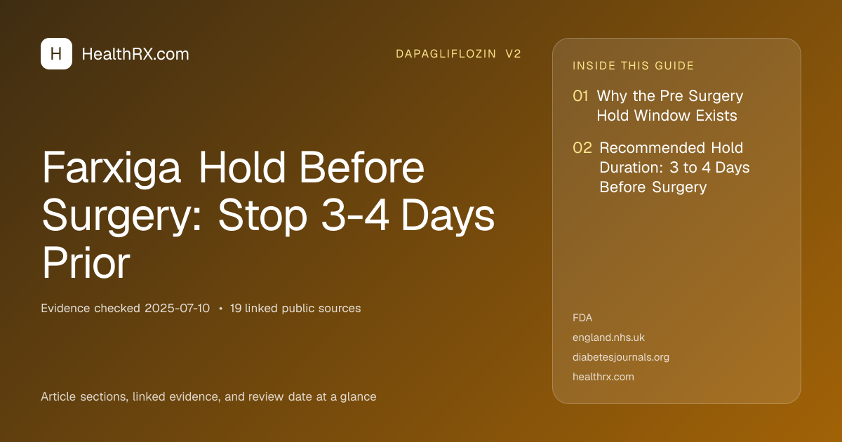 Evidence overview for dapagliflozin v2: Farxiga Hold Before Surgery: Stop 3-4 Days Prior