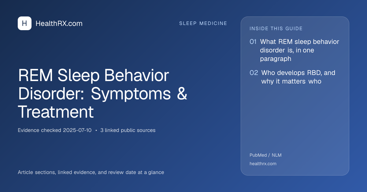 Evidence overview for sleep medicine: REM Sleep Behavior Disorder: Symptoms & Treatment