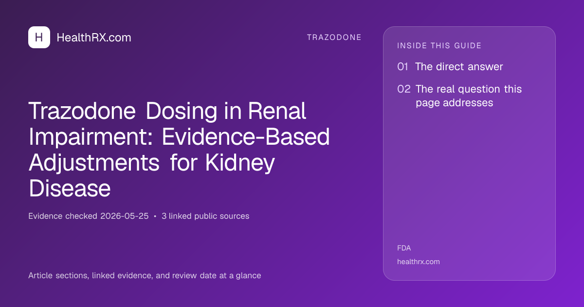 Evidence overview for Trazodone Dosing in Renal Impairment: Evidence-Based Adjustments for Kidney Disease
