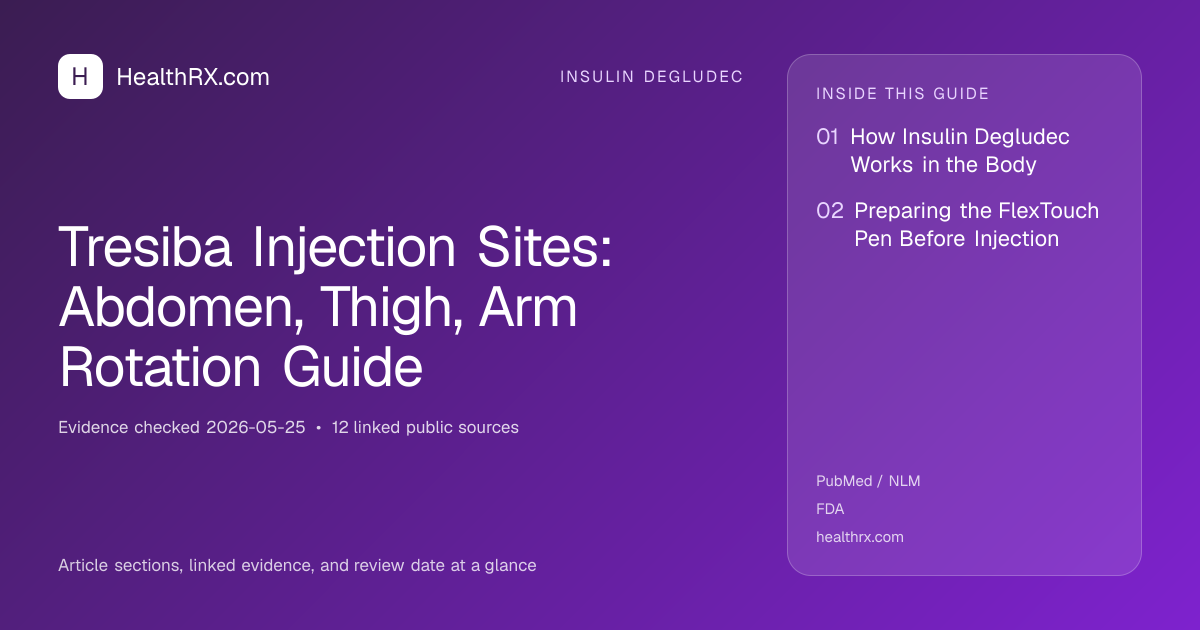 Evidence overview for insulin degludec: Tresiba Injection Sites: Abdomen, Thigh, Arm Rotation Guide