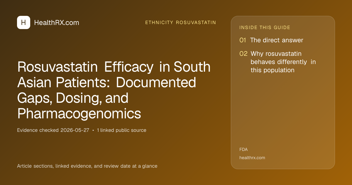 Evidence overview for ethnicity rosuvastatin: Rosuvastatin Efficacy in South Asian Patients: Documented Gaps, Dosing, and Pharmacogenomics