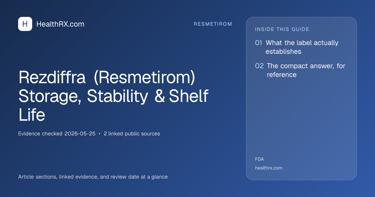 Evidence overview for Rezdiffra (Resmetirom) Storage, Stability & Shelf Life