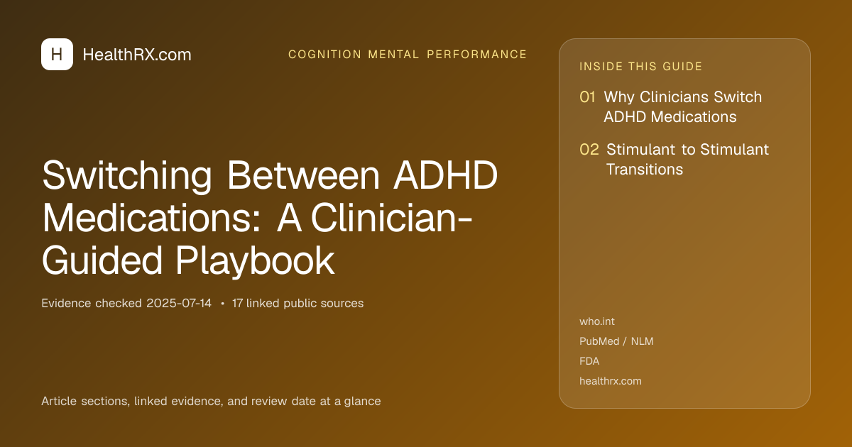 Evidence overview for cognition mental performance: Switching Between ADHD Medications: A Clinician-Guided Playbook