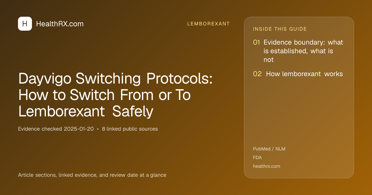Evidence overview for lemborexant: Dayvigo Switching Protocols: How to Switch From or To Lemborexant Safely