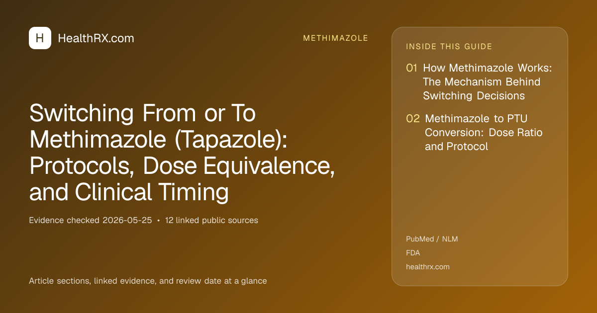 Evidence overview for methimazole: Switching From or To Methimazole (Tapazole): Protocols, Dose Equivalence, and Clinical Timing