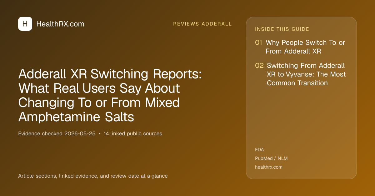 Evidence overview for reviews adderall: Adderall XR Switching Reports: What Real Users Say About Changing To or From Mixed Amphetamine Salts
