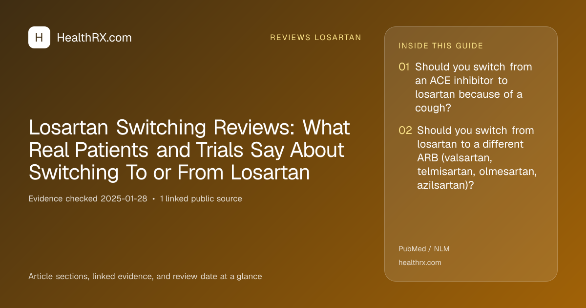 Evidence overview for reviews losartan: Losartan Switching Reviews: What Real Patients and Trials Say About Switching To or From Losartan