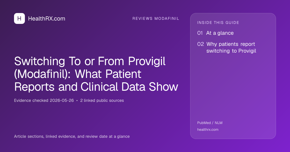 Evidence overview for reviews modafinil: Switching To or From Provigil (Modafinil): What Patient Reports and Clinical Data Show