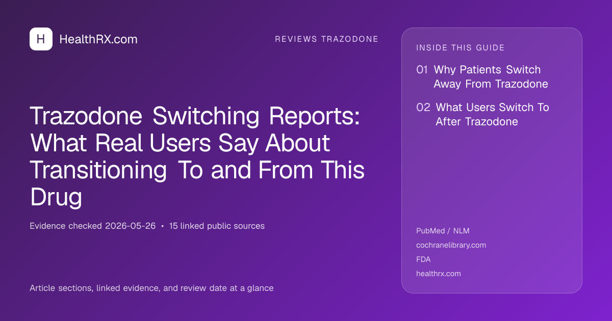 Evidence overview for reviews trazodone: Trazodone Switching Reports: What Real Users Say About Transitioning To and From This Drug