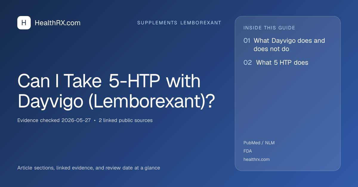 Evidence overview for supplements lemborexant: Can I Take 5-HTP with Dayvigo (Lemborexant)?