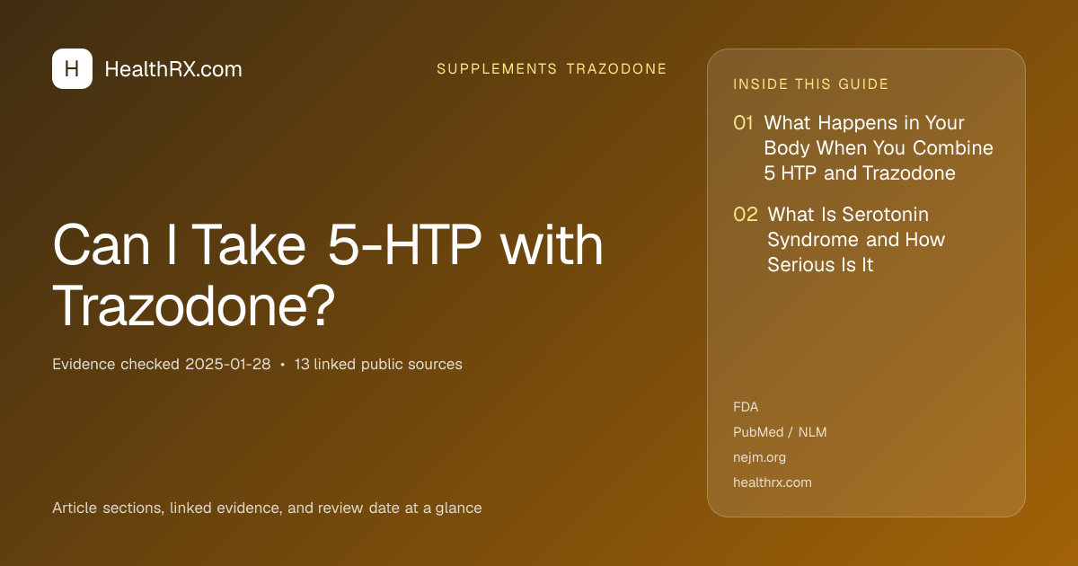 Evidence overview for supplements trazodone: Can I Take 5-HTP with Trazodone?