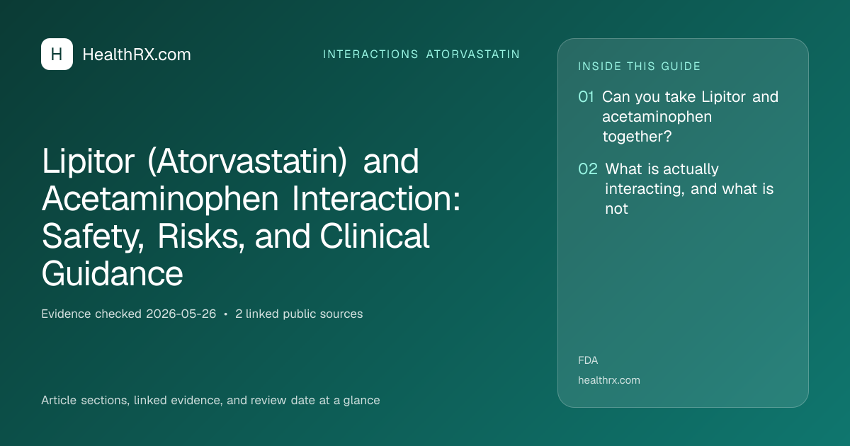 Evidence overview for Lipitor (Atorvastatin) and Acetaminophen Interaction: Safety, Risks, and Clinical Guidance