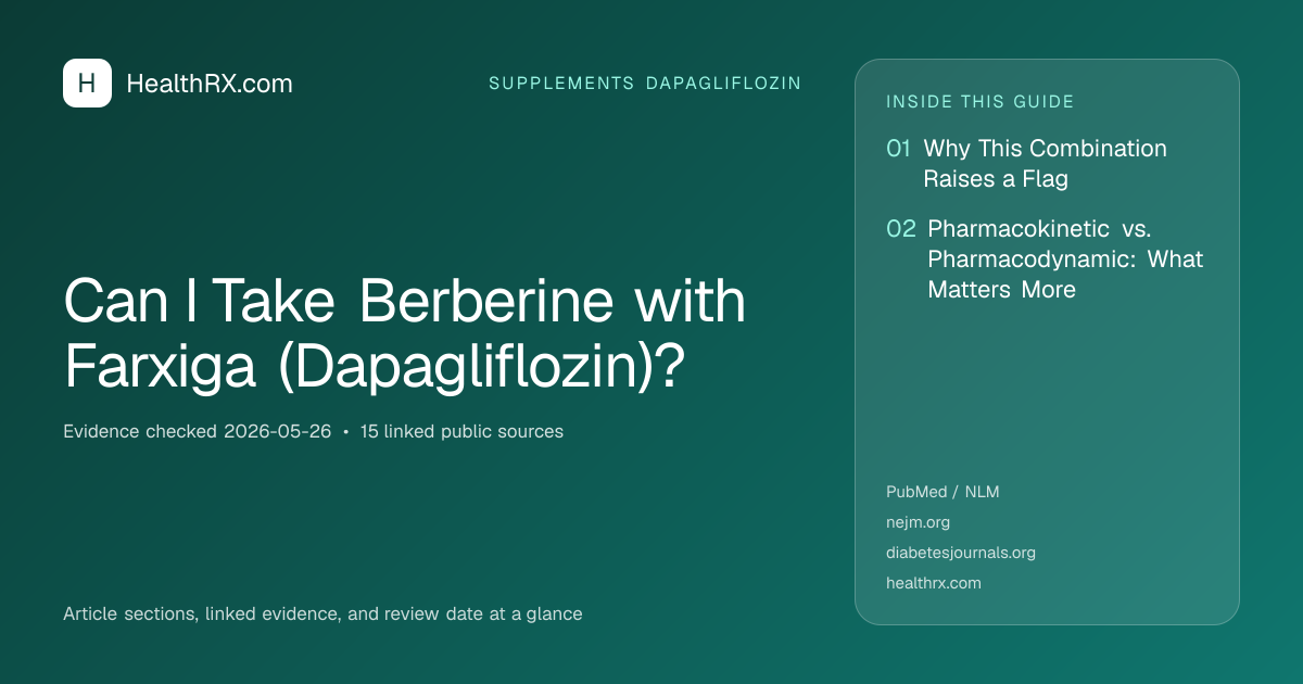 Evidence overview for supplements dapagliflozin: Can I Take Berberine with Farxiga (Dapagliflozin)?