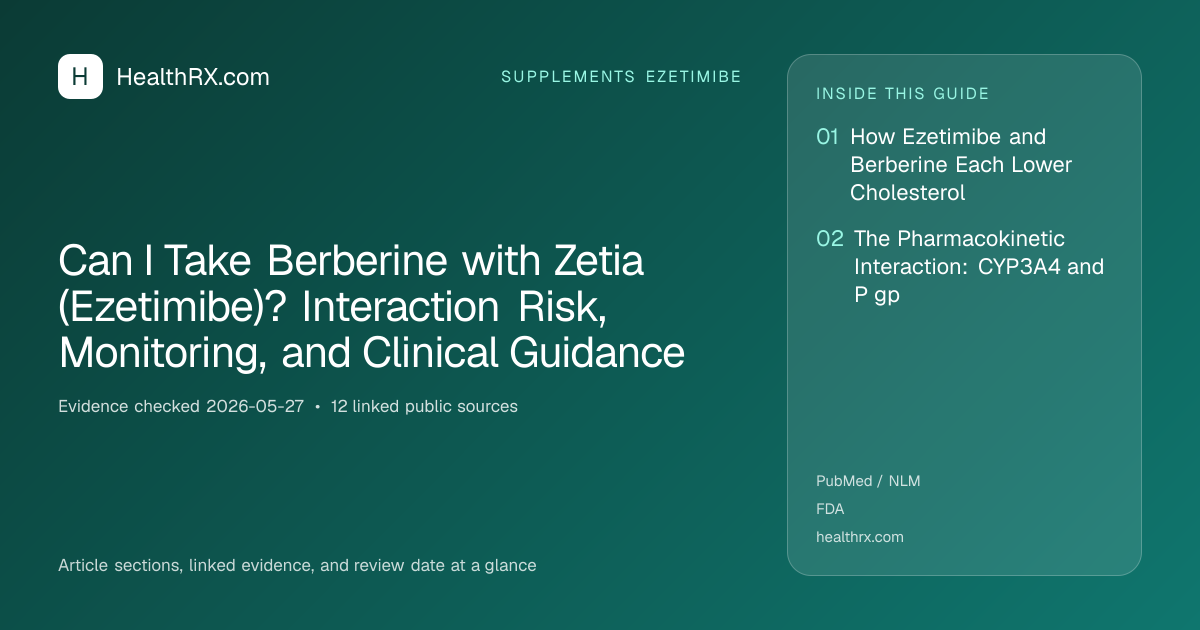 Evidence overview for Can I Take Berberine with Zetia (Ezetimibe)? Interaction Risk, Monitoring, and Clinical Guidance
