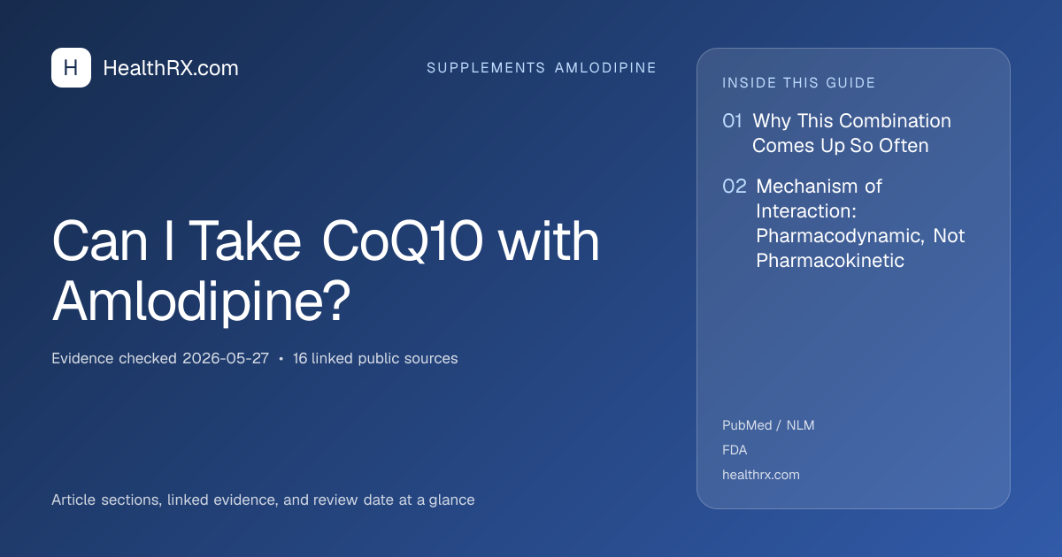 Evidence overview for supplements amlodipine: Can I Take CoQ10 with Amlodipine?