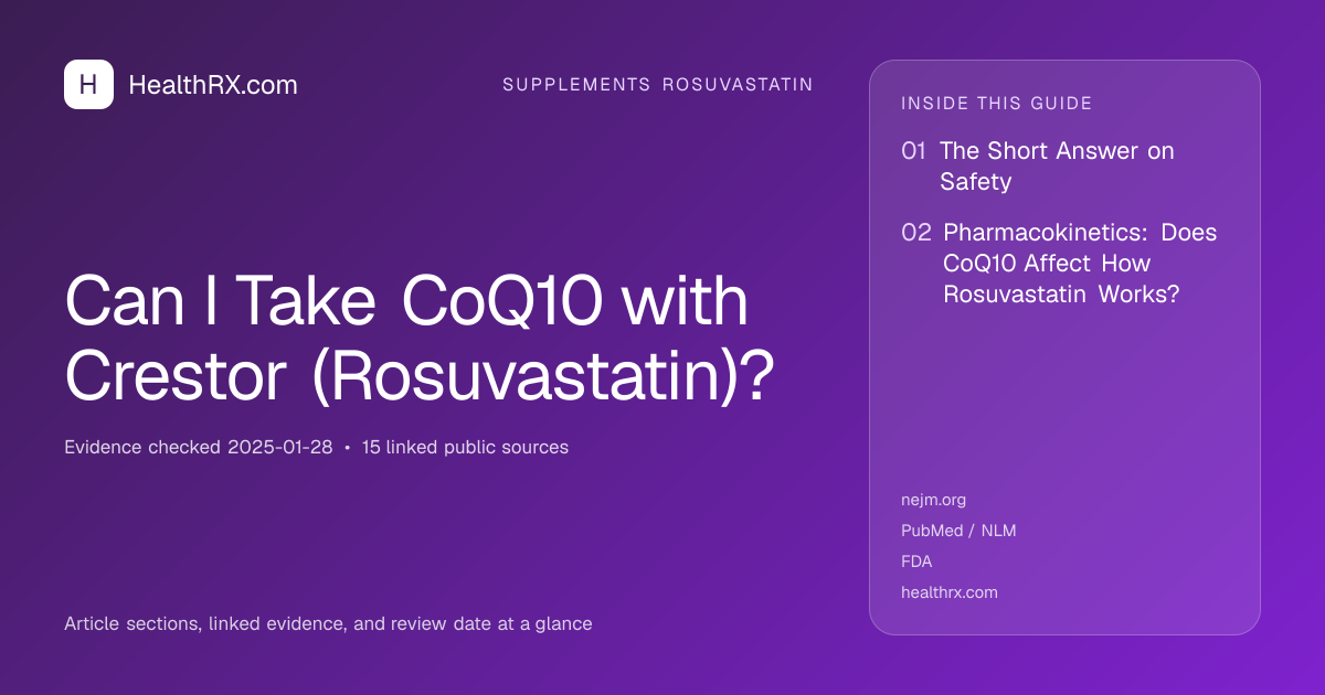 Evidence overview for supplements rosuvastatin: Can I Take CoQ10 with Crestor (Rosuvastatin)?