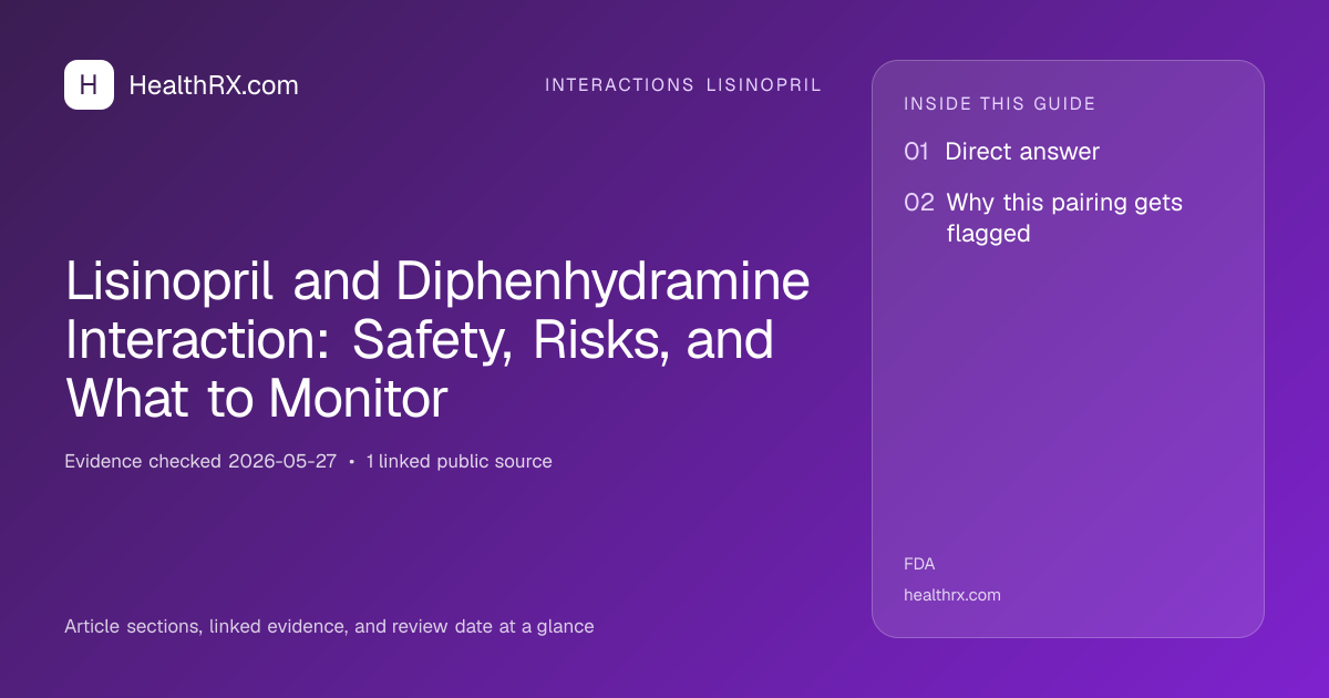 Evidence overview for Lisinopril and Diphenhydramine Interaction: Safety, Risks, and What to Monitor