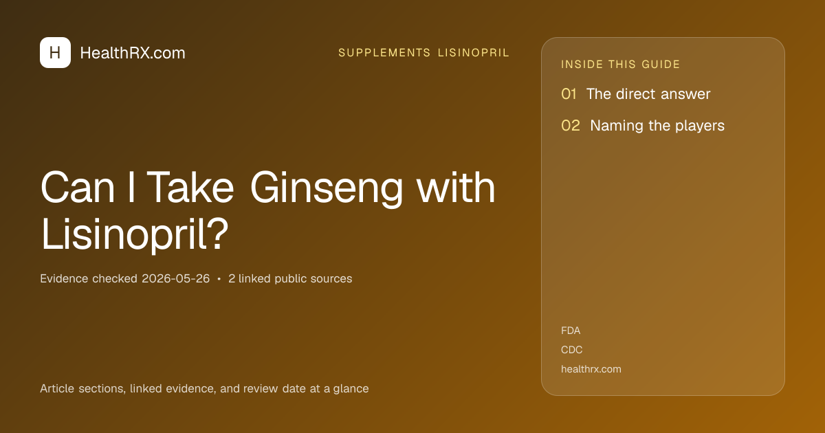 Evidence overview for supplements lisinopril: Can I Take Ginseng with Lisinopril?