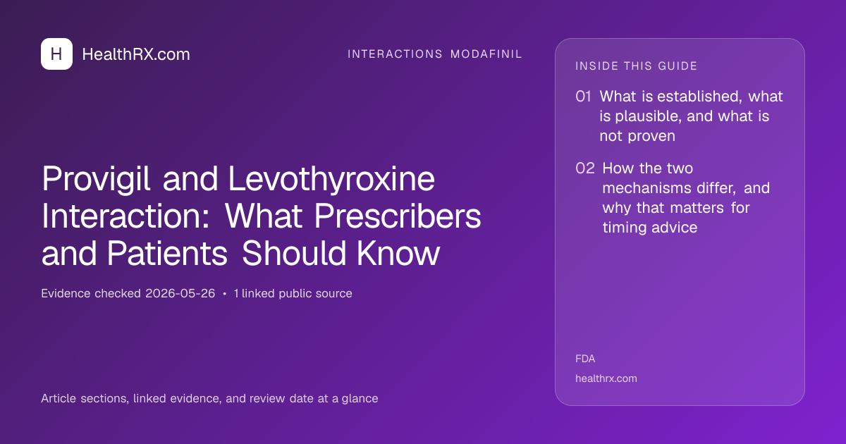 Evidence overview for interactions modafinil: Provigil and Levothyroxine Interaction: What Prescribers and Patients Should Know