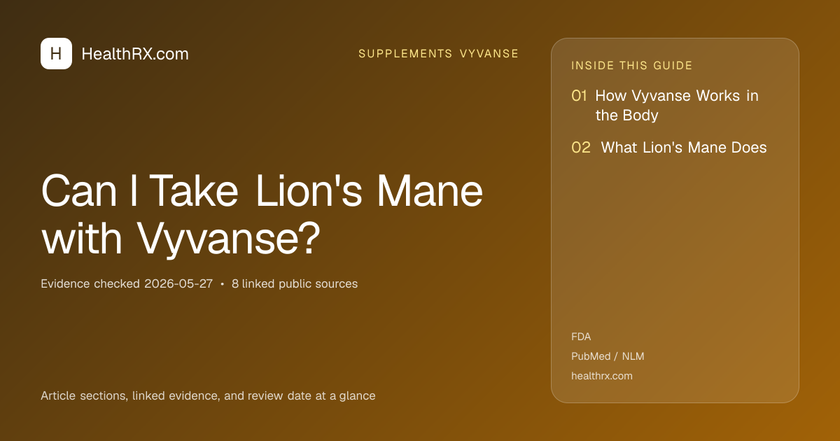 Evidence overview for supplements vyvanse: Can I Take Lion's Mane with Vyvanse?