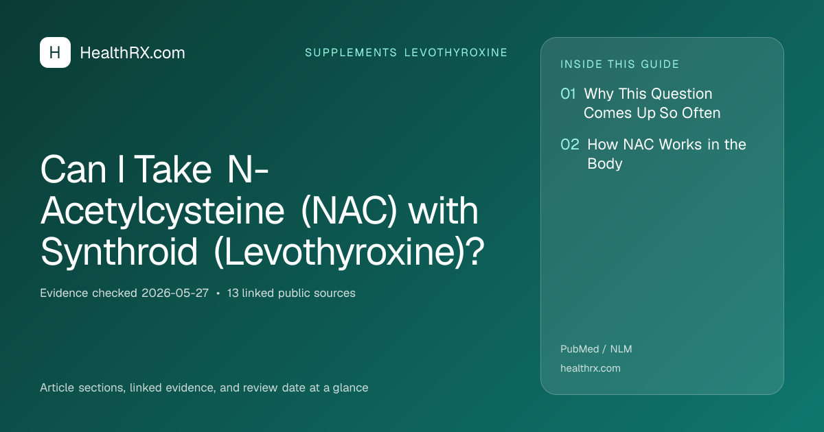 Evidence overview for Can I Take N-Acetylcysteine (NAC) with Synthroid (Levothyroxine)?