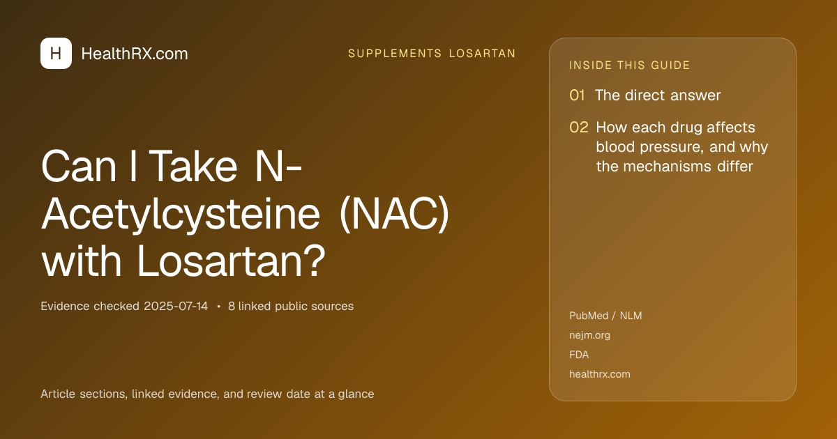 Evidence overview for supplements losartan: Can I Take N-Acetylcysteine (NAC) with Losartan?