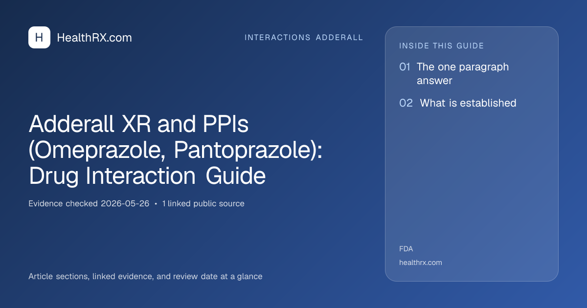 Evidence overview for interactions adderall: Adderall XR and PPIs (Omeprazole, Pantoprazole): Drug Interaction Guide